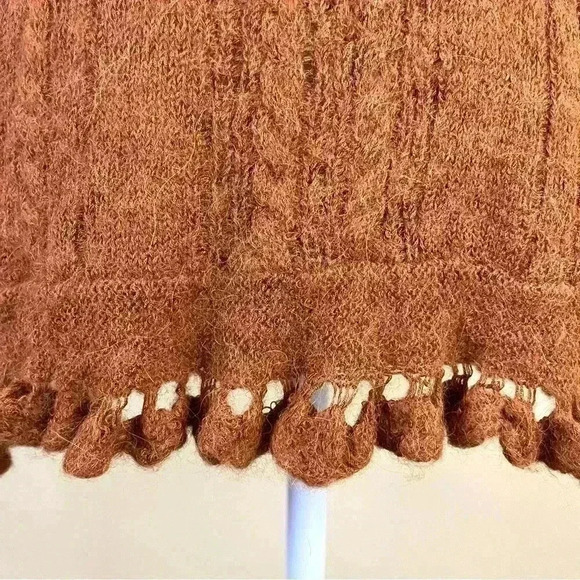 Free People Waterfall Boho Sweater Honey Alpaca Blend V-Neck Sweater Size S - Picture 8 of 16